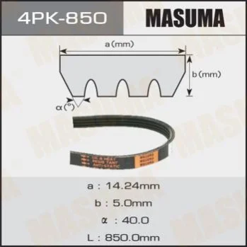 <strong>Ремінь поліклінової (4PK-850) MASUMA 4PK850 (фото 1)</strong>