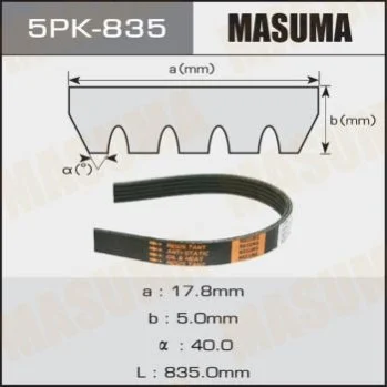 <strong>Ремінь поліклінової (5PK-835) MASUMA 5PK835 (фото 1)</strong>