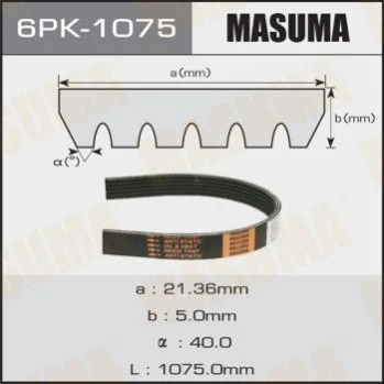 <strong>Ремінь поліклінової (6PK-1075) MASUMA 6PK1075 (фото 1)</strong>