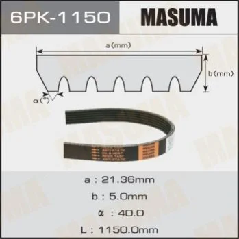 <strong>Ремінь поліклінової (6PK-1150) MASUMA 6PK1150 (фото 1)</strong>
