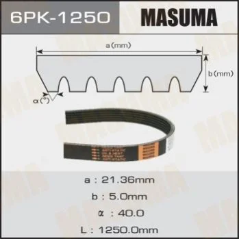 <strong>Ремінь поліклінової MASUMA 6PK1250 (фото 1)</strong>