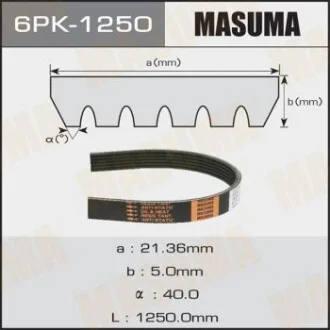 Ремінь поліклінової для MASUMA 6PK1250 фото товару