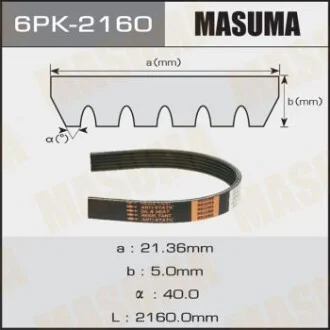 Ремінь поліклінової для MASUMA 6PK2160 фото товару