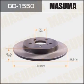 <strong>Диск гальмівний задній Toyota Prius (09-15) (Кратно 2 шт) MASUMA BD1550 (фото 1)</strong>