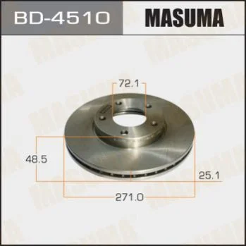 <strong>Диск тормозной передний Mazda 3, 5 (03-06) (Кратно 2 шт) MASUMA BD4510 (фото 1)</strong>