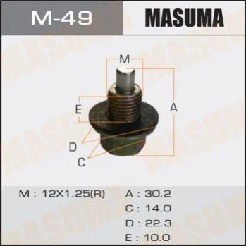 <strong>Пробка зливна піддону (з шайбою 12х1.25mm) Subaru/ Toyota MASUMA M49 (фото 1)</strong>