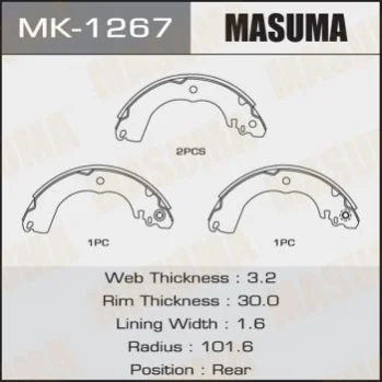 <strong>Колодка гальмівна барабанна MASUMA MK1267 (фото 1)</strong>