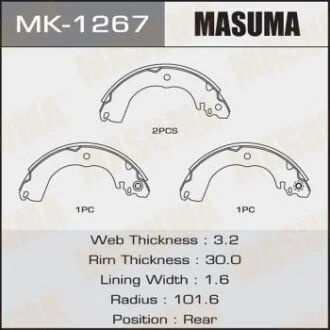 Колодка гальмівна барабанна для MASUMA MK1267 фото товару