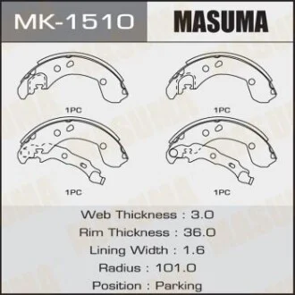 Колодка гальмівна барабанна для MASUMA MK1510 фото товару