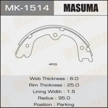 <strong>Колодка гальмівна барабанна MASUMA MK1514 (фото 1)</strong>