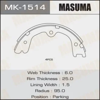 Колодка гальмівна барабанна для MASUMA MK1514 фото товару