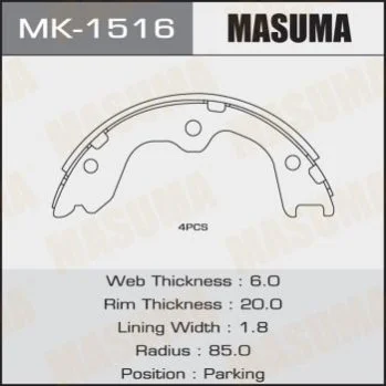 <strong>Колодка гальмівна барабанна MASUMA MK1516 (фото 1)</strong>