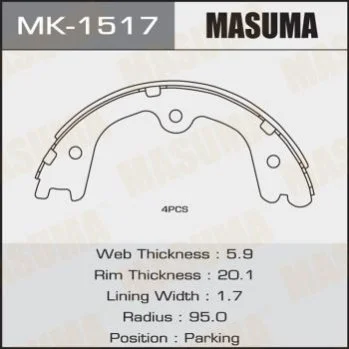 <strong>Колодка гальмівна барабанна MASUMA MK1517 (фото 1)</strong>