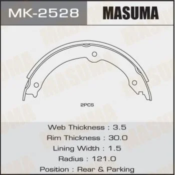 <strong>Колодка гальмівна барабанна MASUMA MK2528 (фото 1)</strong>
