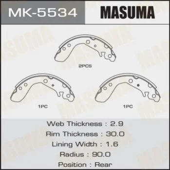 <strong>Колодка гальмівна барабанна MASUMA MK5534 (фото 1)</strong>