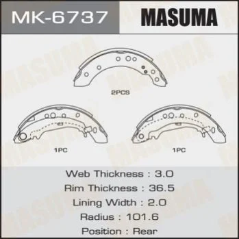 <strong>Колодка гальмівна барабанна MASUMA MK6737 (фото 1)</strong>