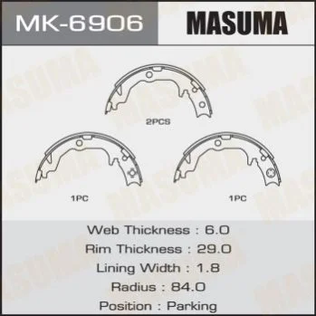 <strong>Колодка тормозная барабанная MASUMA MK6906 (фото 1)</strong>