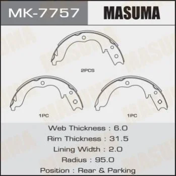 <strong>Колодка тормозная барабанная MASUMA MK7757 (фото 1)</strong>