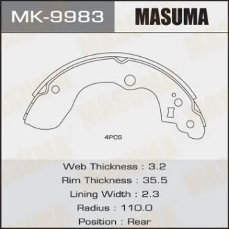 Колодка гальмівна барабанна для MASUMA MK9983 фото товару