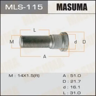 Шпилька колеса OEM 90942-02077 ToyotaTOYOTA LAND_CRUISER 200 для MASUMA MLS115 фото товару