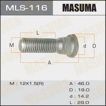 <strong>Шпилька колеса Toyota Masuma MASUMA MLS116 (фото 1)</strong>
