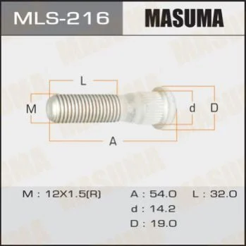 <strong>Шпилька колеса заднього Lexus GX 470/ Toyota Land Cruiser Prado (04-) M12x1.5 Masuma MASUMA MLS216 (фото 1)</strong>