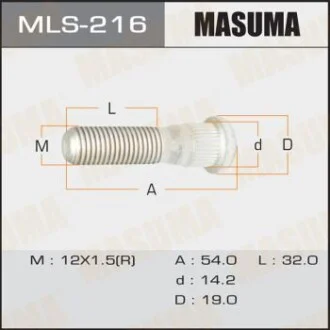 Шпилька колеса заднього Lexus GX 470/ Toyota Land Cruiser Prado (04-) M12x1.5 Masuma для MASUMA MLS216 фото товару
