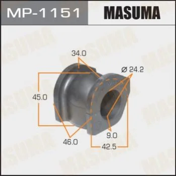 <strong>Втулка стабілізатора переднього Honda Civic (05-) (Кратно 2 шт) Masuma MASUMA MP1151 (фото 1)</strong>