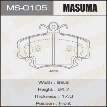 <strong>Колодки гальмівні (MS-0105) MASUMA MS0105 (фото 1)</strong>
