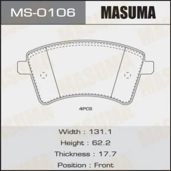 <strong>Колодки гальмівні (MS-0106) MASUMA MS0106 (фото 1)</strong>