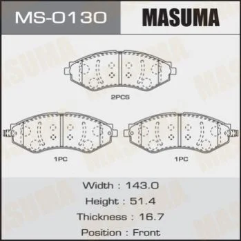 <strong>Колодки гальмівні (MS-0130) MASUMA MS0130 (фото 1)</strong>