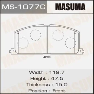 Колодка гальмівна для MASUMA MS1077 фото товару