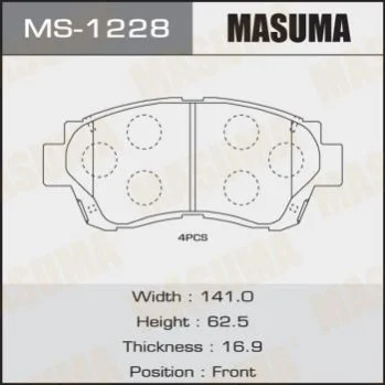 <strong>Колодки гальмівні (MS-1228) MASUMA MS1228 (фото 1)</strong>