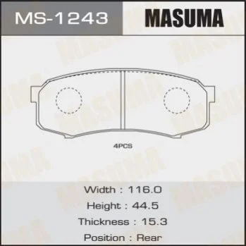 <strong>Колодка гальмівна задня Lexus GX 460 (09-)/ Mitsubishi Pajero (06-)/ Toyota Land Cruiser Prado (05-) MASUMA MS1243 (фото 1)</strong>
