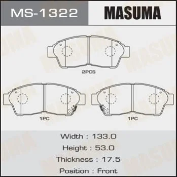 <strong>Колодка гальмівна передня Toyota Camry (-00), RAV 4 (-00) MASUMA MS1322 (фото 1)</strong>