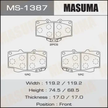<strong>Колодки гальмівні (MS-1387) MASUMA MS1387 (фото 1)</strong>