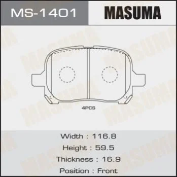 <strong>Колодка гальмівна передня Toyota Camry (-01) MASUMA MS1401 (фото 1)</strong>