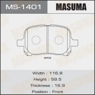 Колодка гальмівна передня Toyota Camry (-01) для MASUMA MS1401 фото товару