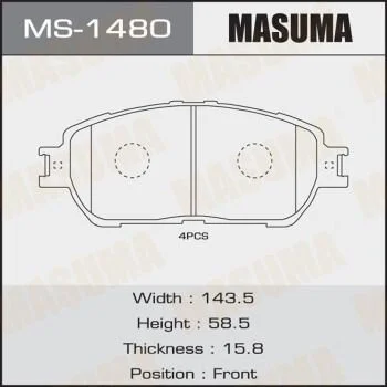 <strong>Колодки тормозные передн AN-670K, NP1024, P83105 MASUMA MS1480 (фото 1)</strong>
