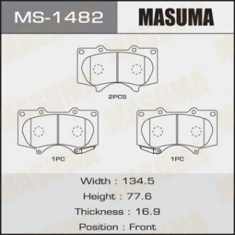 Колодка гальмівна передня Mitsubishi Pajero (06-)/ Toyota Hilux (11-), Land Cruiser Prado (02-09) для MASUMA MS1482 фото товару