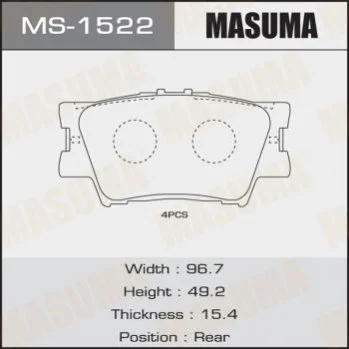 <strong>Колодка гальмівна задня Toyota Camry (06-), RAV 4 (05-) MASUMA MS1522 (фото 1)</strong>
