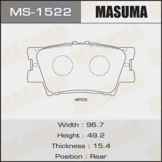 Колодка гальмівна задня Toyota Camry (06-), RAV 4 (05-) для MASUMA MS1522 фото товару