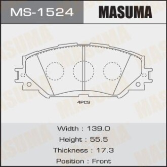 Колодка гальмівна MASUMA MS1524 фото товару