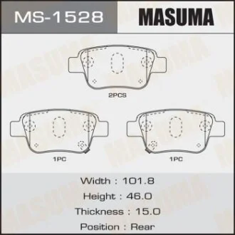 Колодка гальмівна задня Toyota Avensis (03-08) для MASUMA MS1528 фото товару