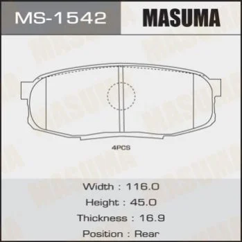 <strong>Колодка тормозная задняя Toyota Land Cruiser (09-), Tundra (07-) MASUMA MS1542 (фото 1)</strong>