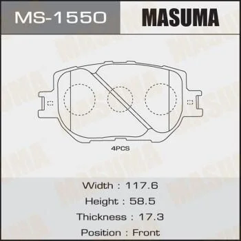 <strong>Колодки тормозные передн AN-636K, NP1021, P83054 MASUMA MS1550 (фото 1)</strong>