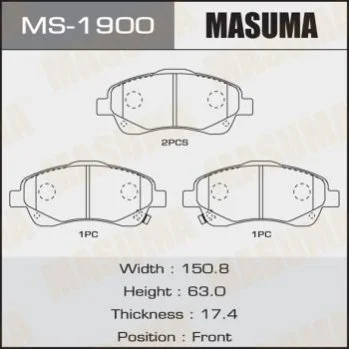 <strong>Колодка гальмівна передня Toyota Avensis (03-08) MASUMA MS1900 (фото 1)</strong>