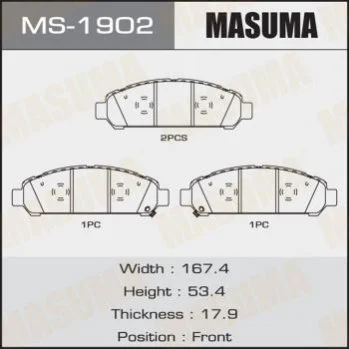 <strong>Колодка гальмівна передня Toyota Venza (09-16) MASUMA MS1902 (фото 1)</strong>