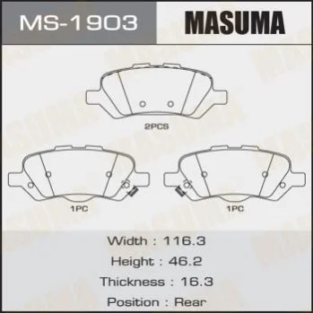 <strong>Колодка гальмівна задня Toyota Venza (09-16) MASUMA MS1903 (фото 1)</strong>
