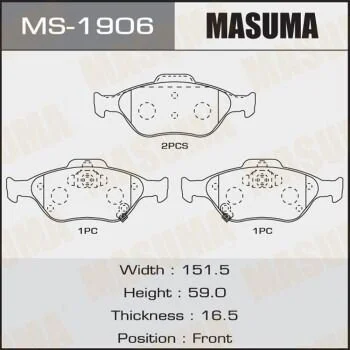 <strong>Колодки тормозные передн AN-8060WK, NP1129, P83085 MASUMA MS1906 (фото 1)</strong>
